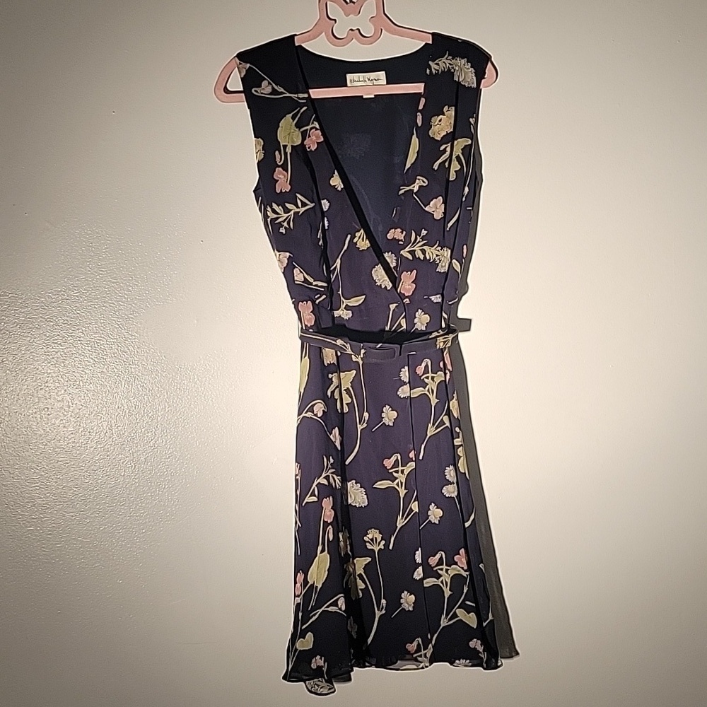 Elizabeth Wayman New York Blue Wrap Floral Dress, Size: 6